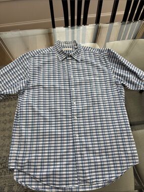 Men's Blue & White Checked Casual Button-Down Shirt by